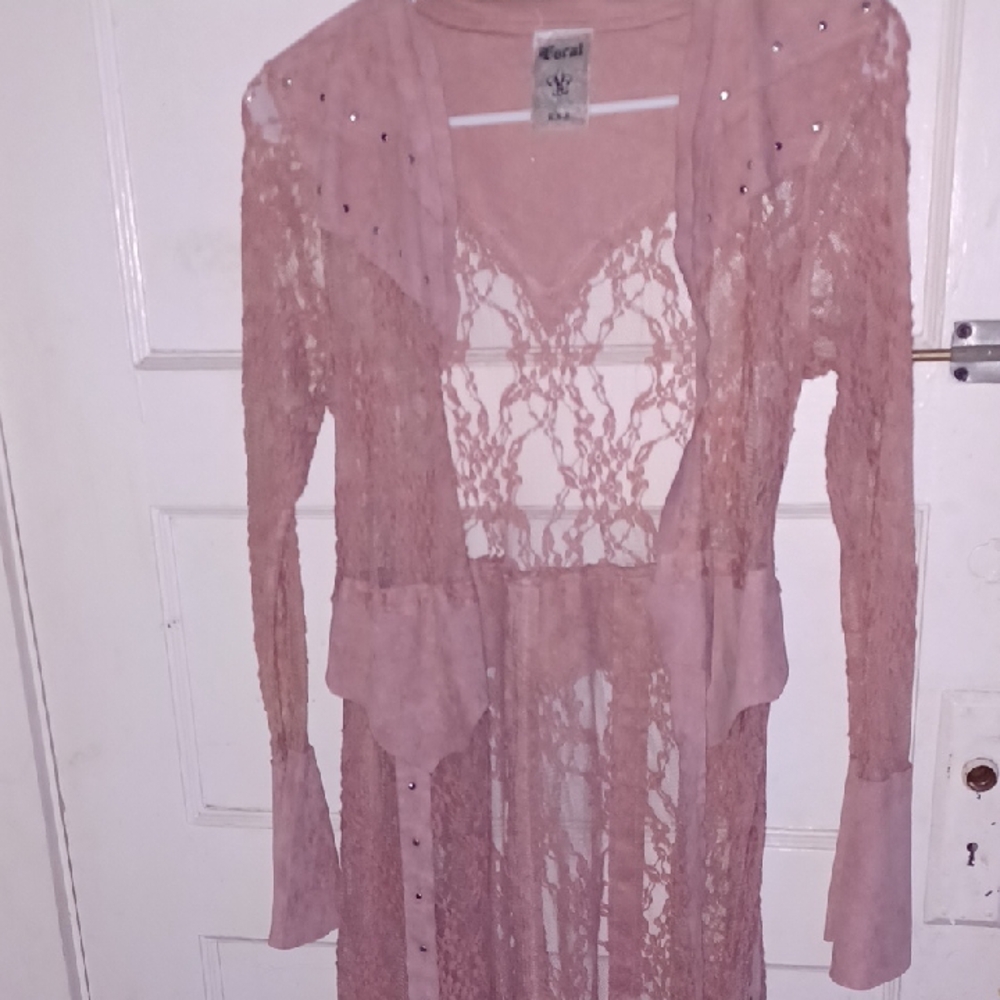 BKE Pink Lace Cardigan